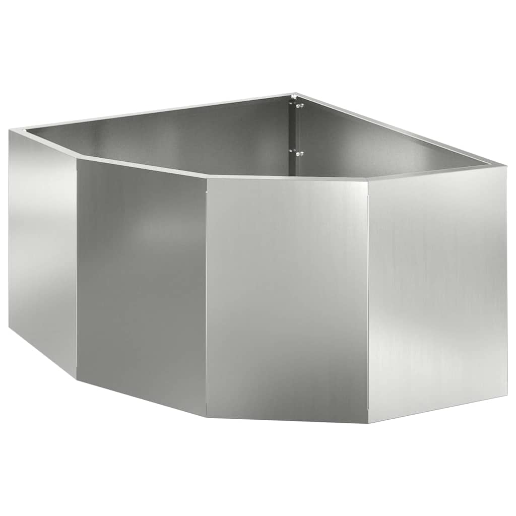 Vaso d'angolo-Fioriera-Contenitore per Piante Argento 60 x 60 x 35 cm Acciaio zincato