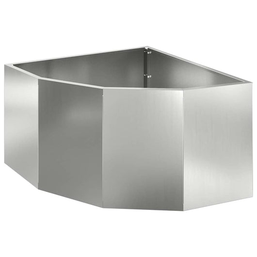 Vaso d'angolo-Fioriera-Contenitore per Piante Argento 60 x 60 x 35 cm Acciaio zincato
