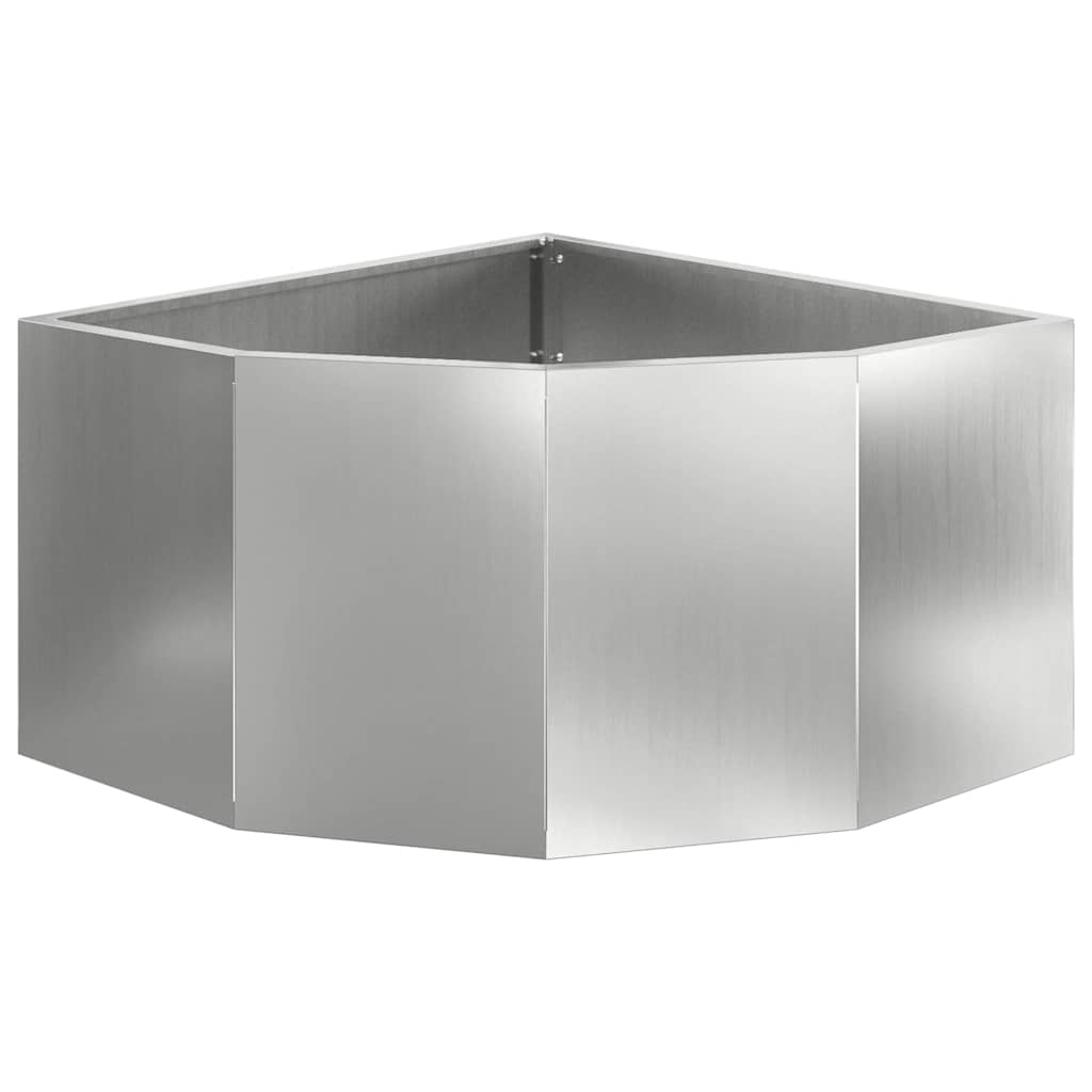 Vaso d'angolo-Fioriera-Contenitore per Piante Argento 60 x 60 x 35 cm Acciaio zincato