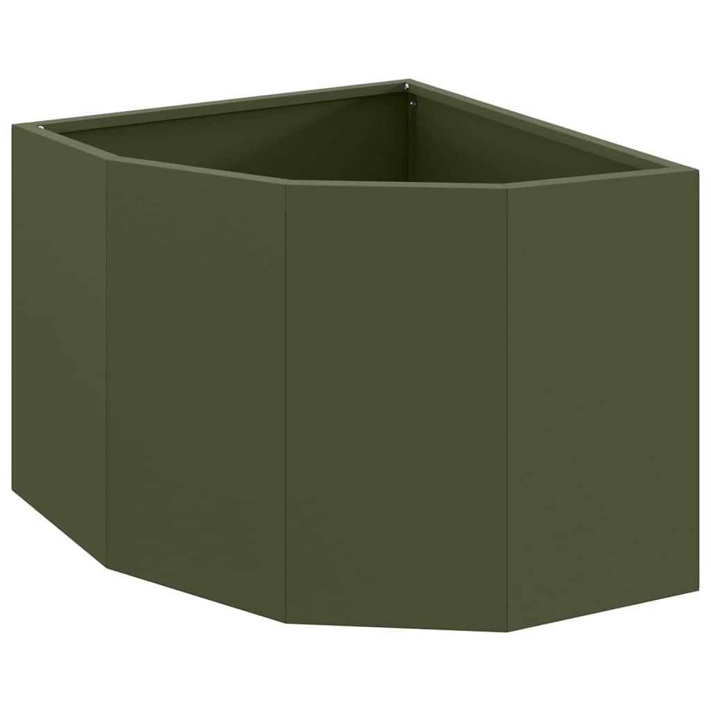 Vaso d'angolo-Fioriera-Contenitore per Piante Oliver verde 45 x 45 x 35 cm Acciaio