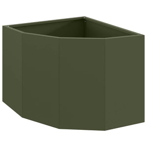 Vaso d'angolo-Fioriera-Contenitore per Piante Oliver verde 45 x 45 x 35 cm Acciaio