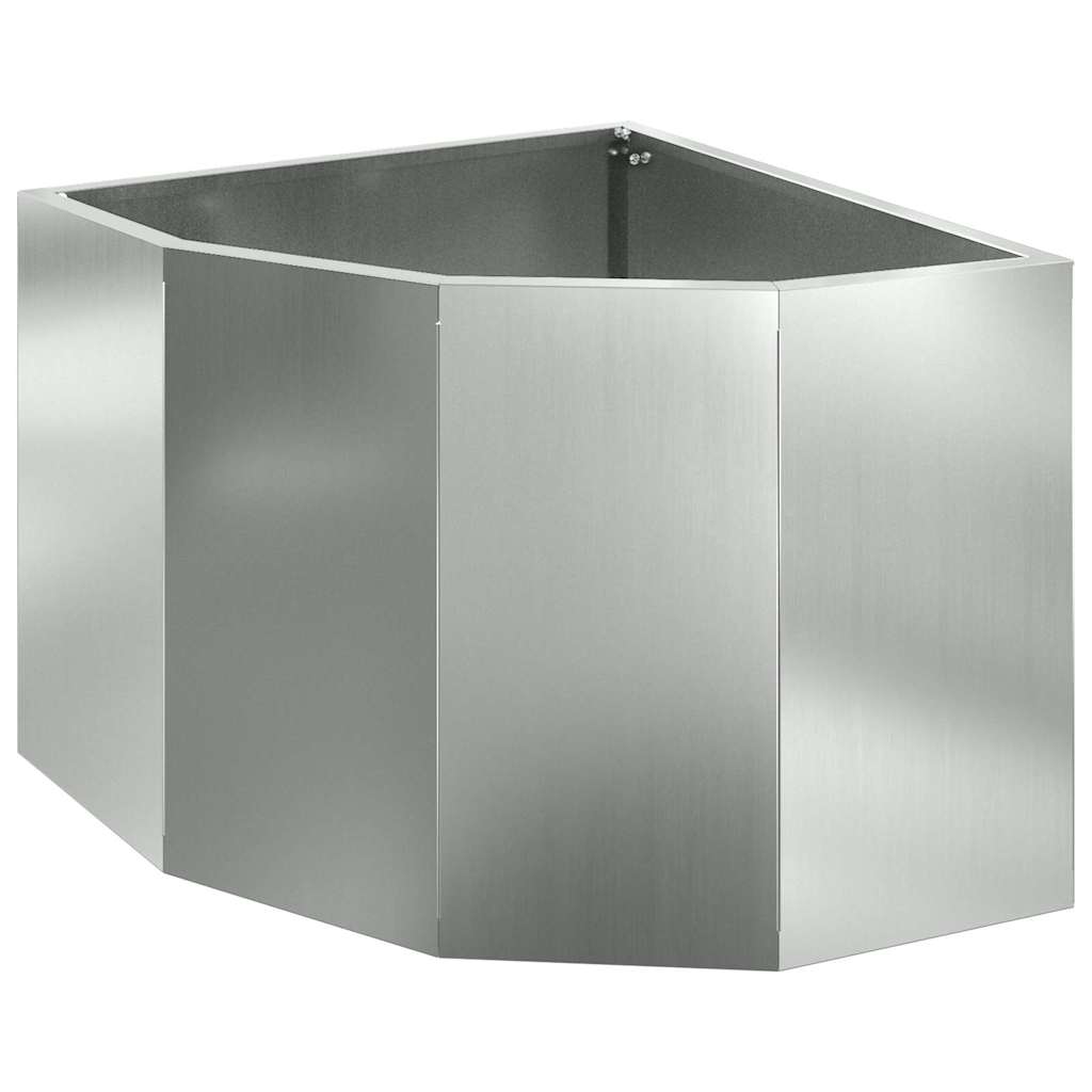 Vaso d'angolo-Fioriera-Contenitore per Piante Argento 45 x 45 x 35 cm Acciaio zincato