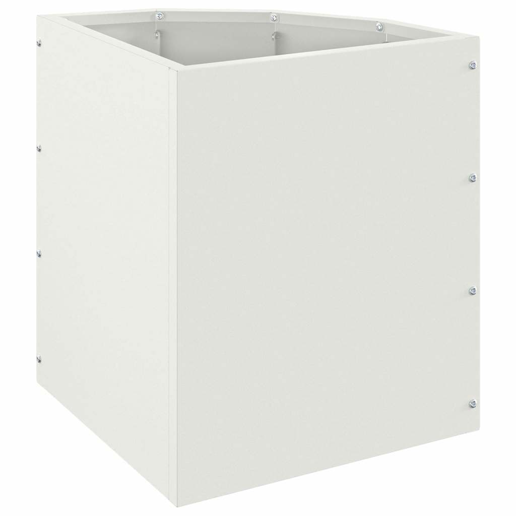 Vaso d'angolo-Fioriera-Contenitore per Piante Bianco 30 x 30 x 35 cm Acciaio