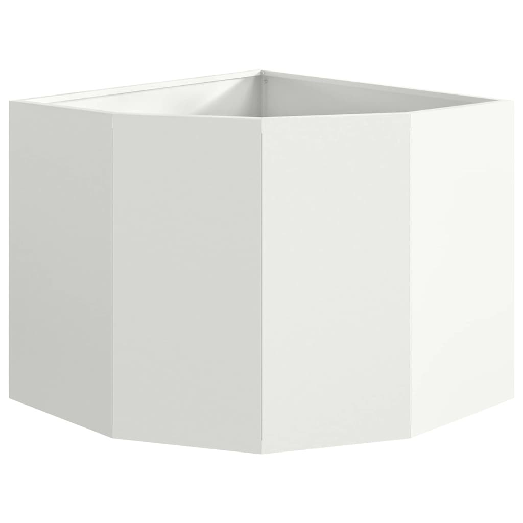 Vaso d'angolo-Fioriera-Contenitore per Piante Bianco 60 x 60 x 50 cm Acciaio