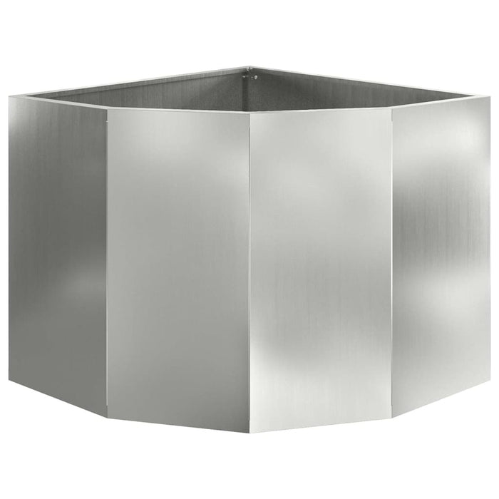 Vaso d'angolo-Fioriera-Contenitore per Piante Argento 60 x 60 x 50 cm Acciaio zincato