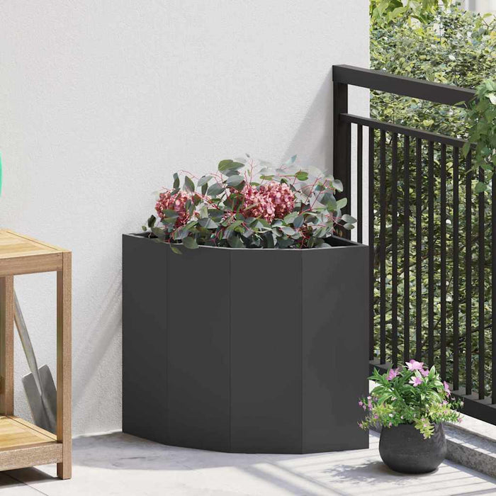 Vaso d'angolo-Fioriera-Contenitore per Piante Nero 45 x 45 x 50 cm Acciaio