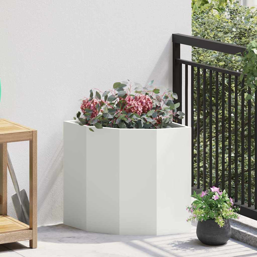 Vaso d'angolo-Fioriera-Contenitore per Piante Bianco 45 x 45 x 50 cm Acciaio