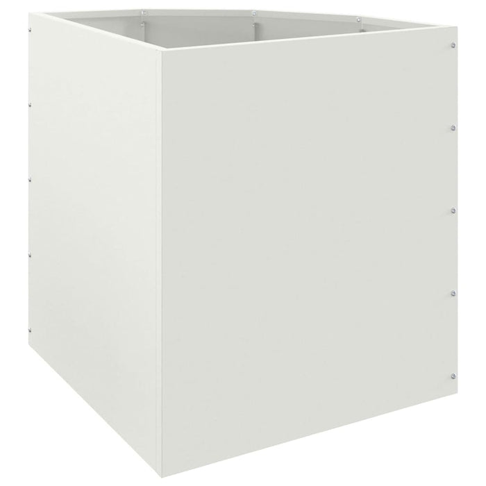Vaso d'angolo-Fioriera-Contenitore per Piante Bianco 45 x 45 x 50 cm Acciaio