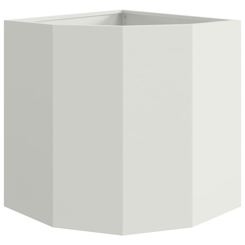 Vaso d'angolo-Fioriera-Contenitore per Piante Bianco 45 x 45 x 50 cm Acciaio