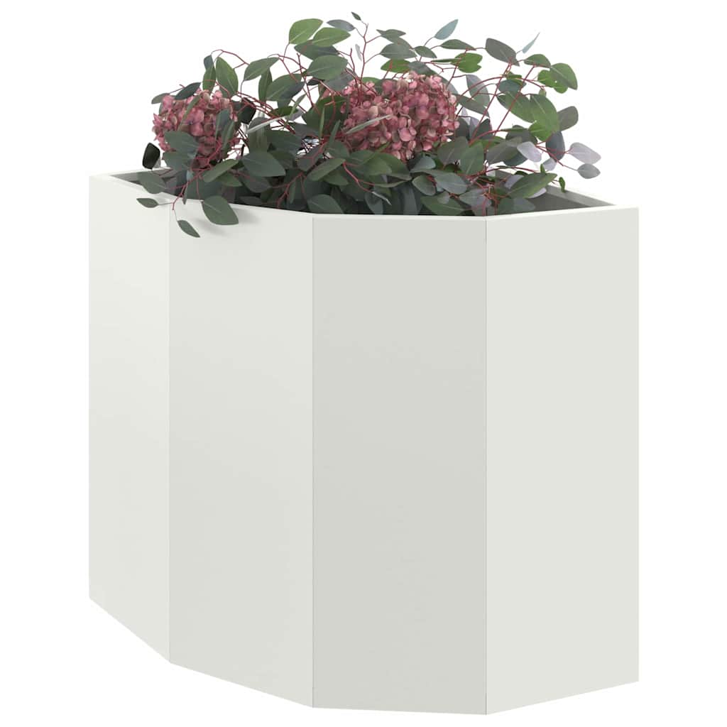 Vaso d'angolo-Fioriera-Contenitore per Piante Bianco 45 x 45 x 50 cm Acciaio