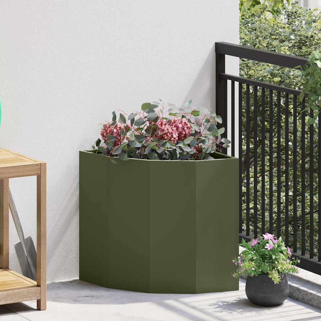 Vaso d'angolo Oliver verde 45 x 45 x 50 cm Acciaio 883671
