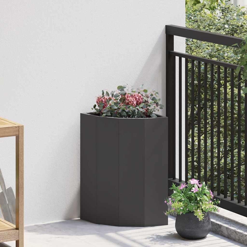 Vaso d'angolo Nero 30 x 30 x 50 cm Acciaio 883675