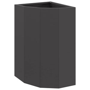 Vaso d'angolo-Fioriera-Contenitore per Piante Nero 30 x 30 x 50 cm Acciaio
