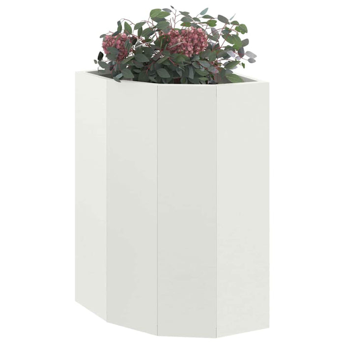 Vaso d'angolo-Fioriera-Contenitore per Piante Bianco 30 x 30 x 50 cm Acciaio