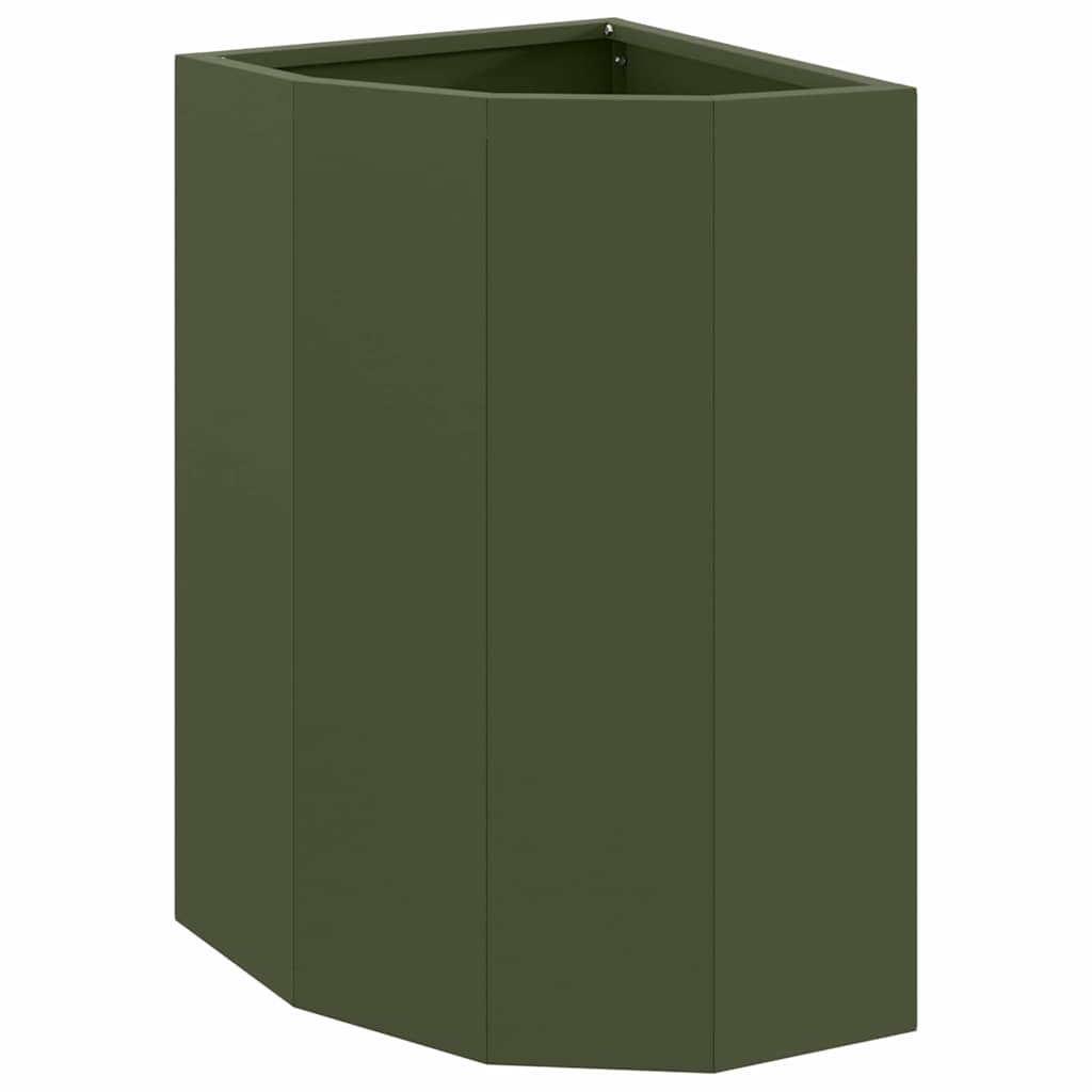 Vaso d'angolo-Fioriera-Contenitore per Piante Oliver verde 30 x 30 x 50 cm Acciaio