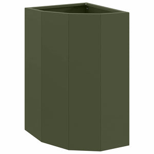 Vaso d'angolo-Fioriera-Contenitore per Piante Oliver verde 30 x 30 x 50 cm Acciaio