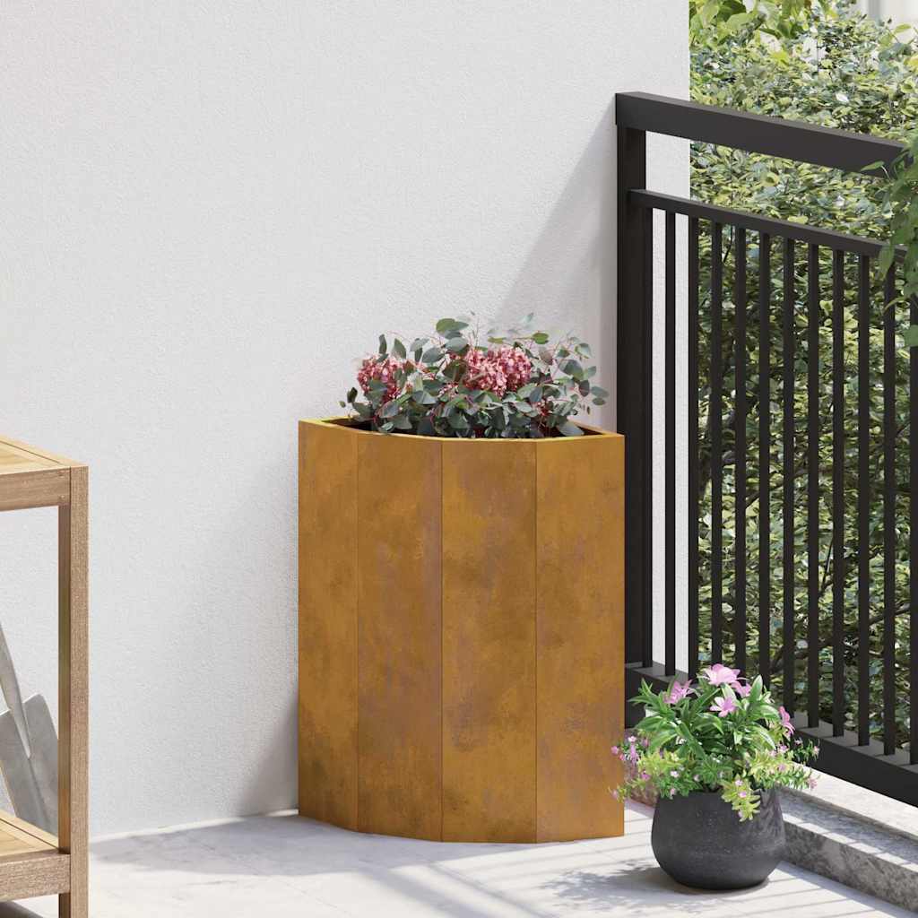 Vaso d'angolo Ruggine 30 x 30 x 50 cm acciaio corten 883681