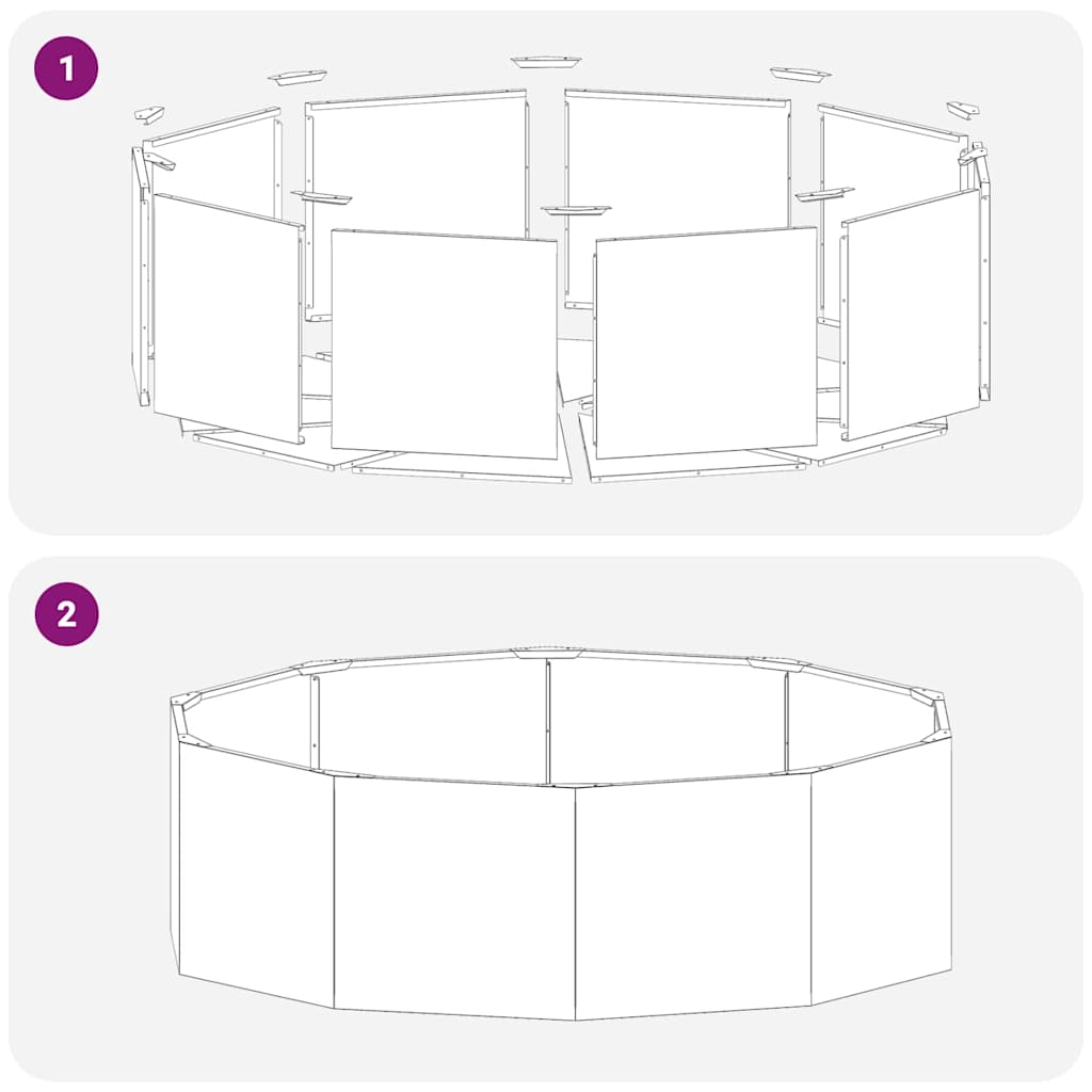 Fioriera-Vaso-Contenitore per Piante Antracite 120 x 120 x 35 cm Acciaio
