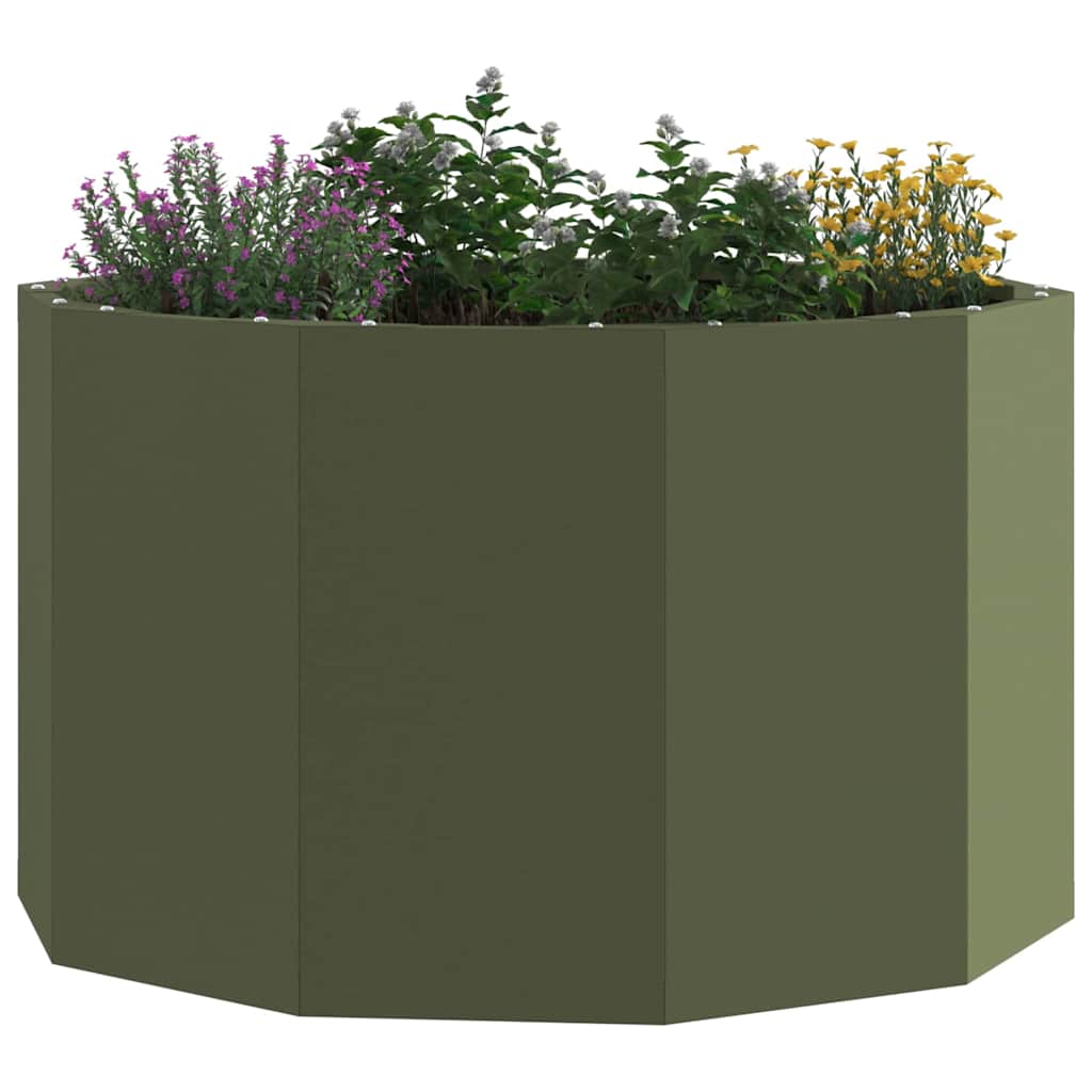 Fioriera-Vaso-Contenitore per Piante Verde oliva 60 x 60 x 35 cm Acciaio