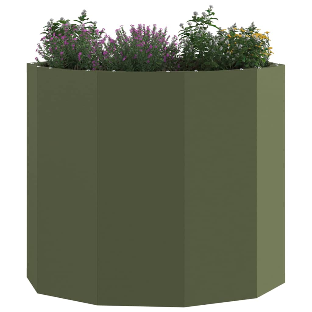 Fioriera-Vaso-Contenitore per Piante Verde oliva 60 x 60 x 50 cm Acciaio