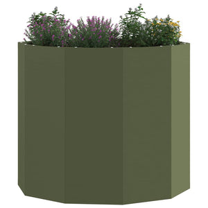 Fioriera-Vaso-Contenitore per Piante Verde oliva 60 x 60 x 50 cm Acciaio