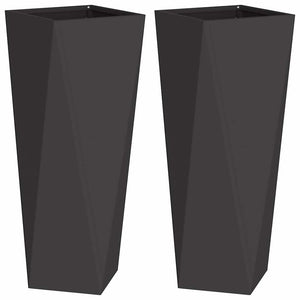 Fioriera 2 pcs Nero 30 x 30 x 75 cm Acciaio 883767