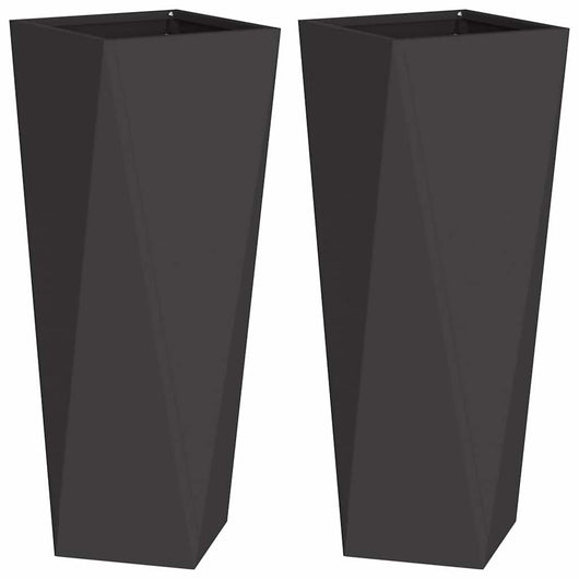 Fioriera 2 pcs Nero 30 x 30 x 75 cm Acciaio 883767