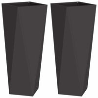 Fioriera 2 pz-Set di 2 Vaso-Contenitore per Piante Nero 30 x 30 x 75 cm Acciaio