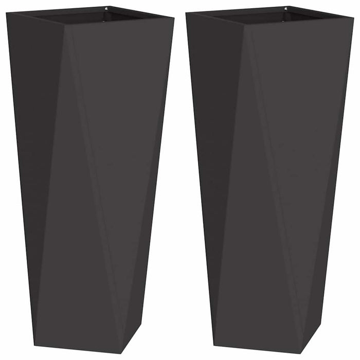 Fioriera 2 pz-Set di 2 Vaso-Contenitore per Piante Nero 30 x 30 x 75 cm Acciaio