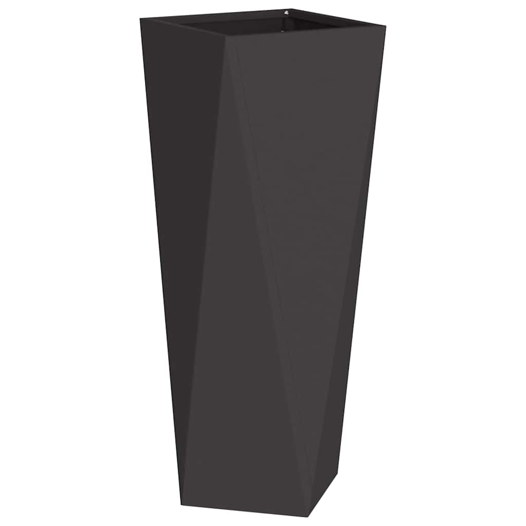 Fioriera 2 pz-Set di 2 Vaso-Contenitore per Piante Nero 30 x 30 x 75 cm Acciaio