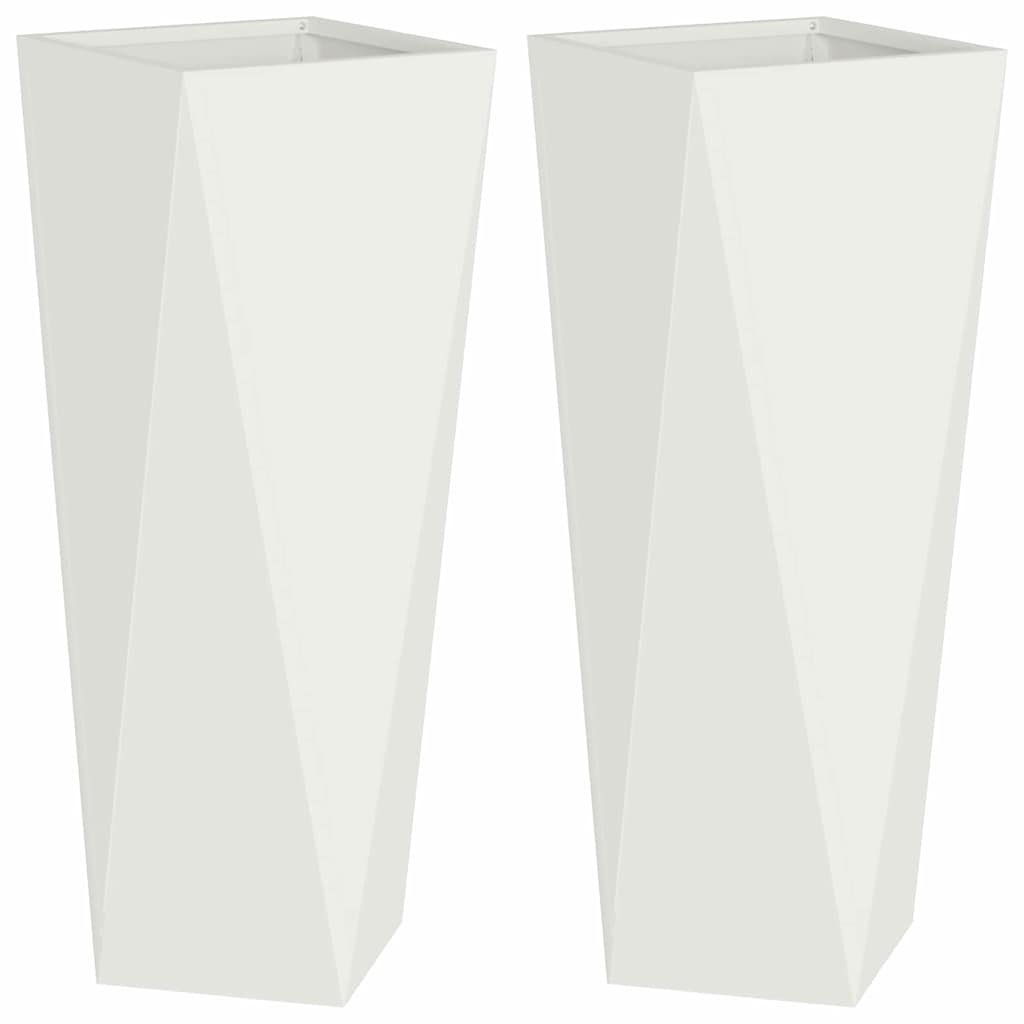Fioriera 2 pcs Bianco 30 x 30 x 75 cm Acciaio 883769