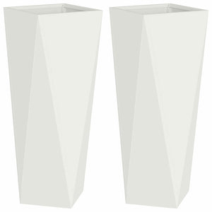 Fioriera 2 pcs Bianco 30 x 30 x 75 cm Acciaio 883769