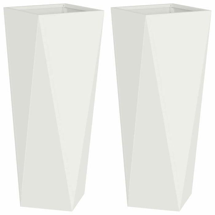Fioriera 2 pcs Bianco 30 x 30 x 75 cm Acciaio 883769