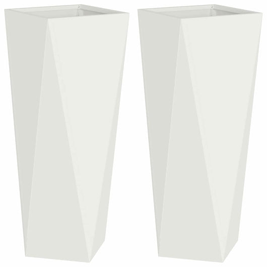 Fioriera 2 pz-Set di 2 Vaso-Contenitore per Piante Bianco 30 x 30 x 75 cm Acciaio