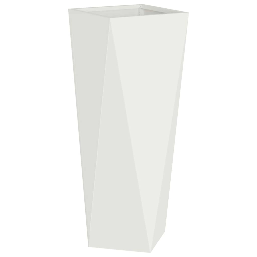 Fioriera 2 pz-Set di 2 Vaso-Contenitore per Piante Bianco 30 x 30 x 75 cm Acciaio