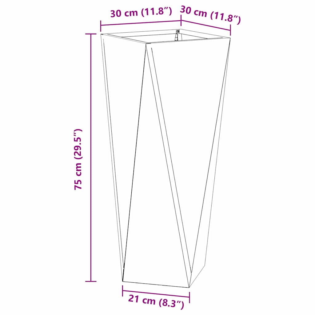 Fioriera Antracite 30 x 30 x 75 cm Acciaio 883770