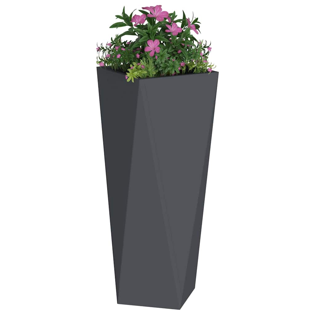Fioriera 2 pz-Set di 2 Vaso-Contenitore per Piante Antracite 30 x 30 x 75 cm Acciaio