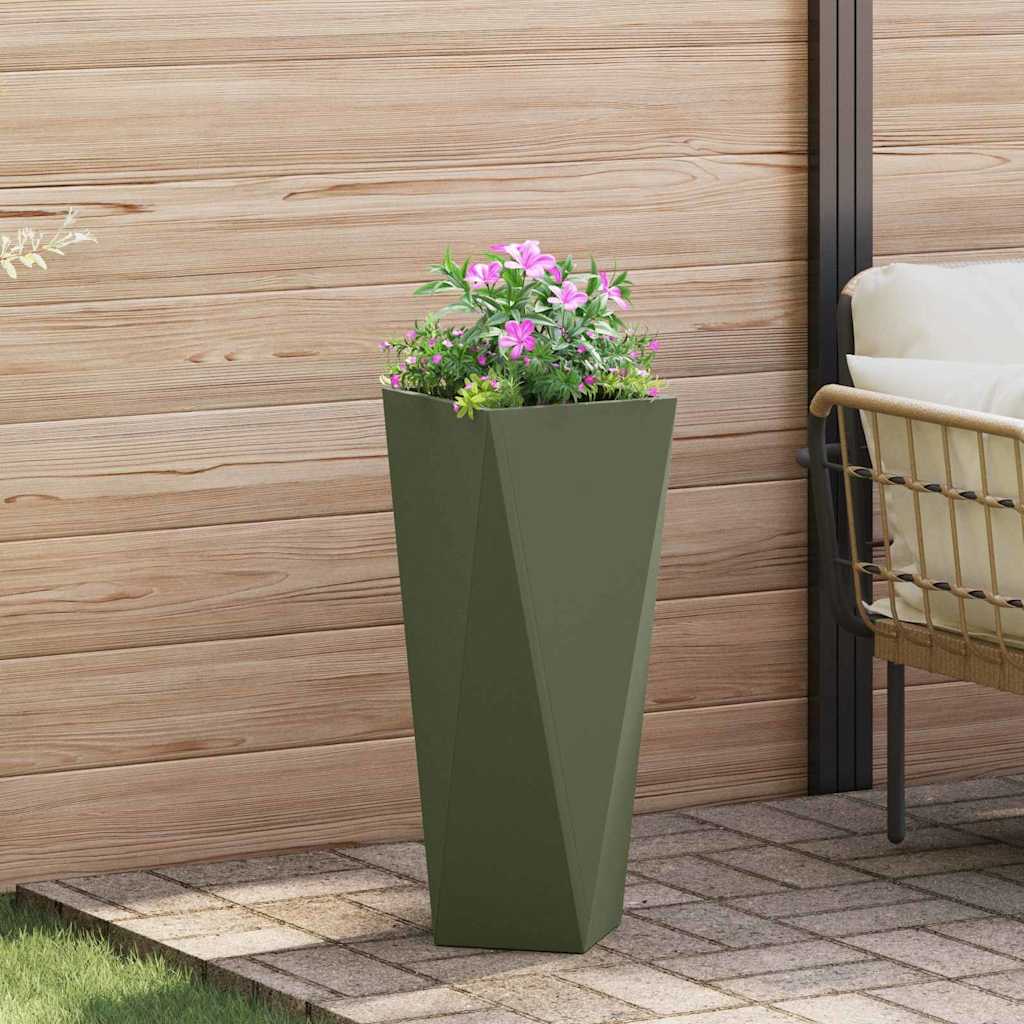 Fioriera 2 pcs Verde oliva 30 x 30 x 75 cm Acciaio 883773