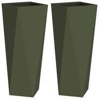 Fioriera 2 pz-Set di 2 Vaso-Contenitore per Piante Verde oliva 30 x 30 x 75 cm Acciaio