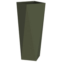 Fioriera 2 pz-Set di 2 Vaso-Contenitore per Piante Verde oliva 30 x 30 x 75 cm Acciaio