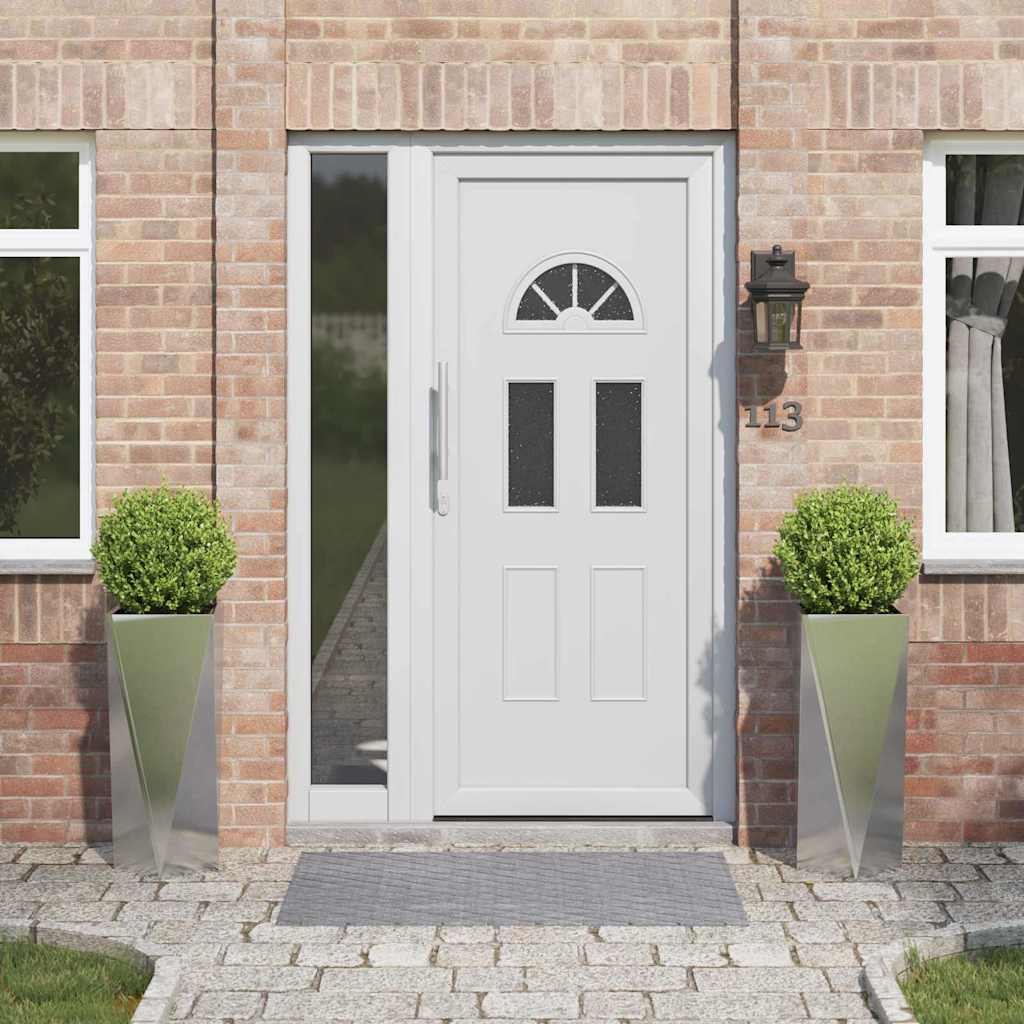 Fioriera 2 pz-Set di 2 Vaso-Contenitore per Piante Argento 30 x 30 x 75 cm Acciaio inossidabile