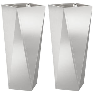 Fioriera 2 pcs Argento 30 x 30 x 75 cm Acciaio inossidabile 883775