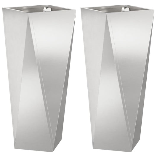 Fioriera 2 pcs Argento 30 x 30 x 75 cm Acciaio inossidabile 883775