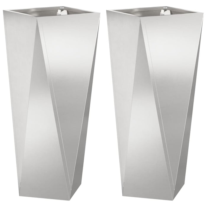 Fioriera 2 pcs Argento 30 x 30 x 75 cm Acciaio inossidabile 883775