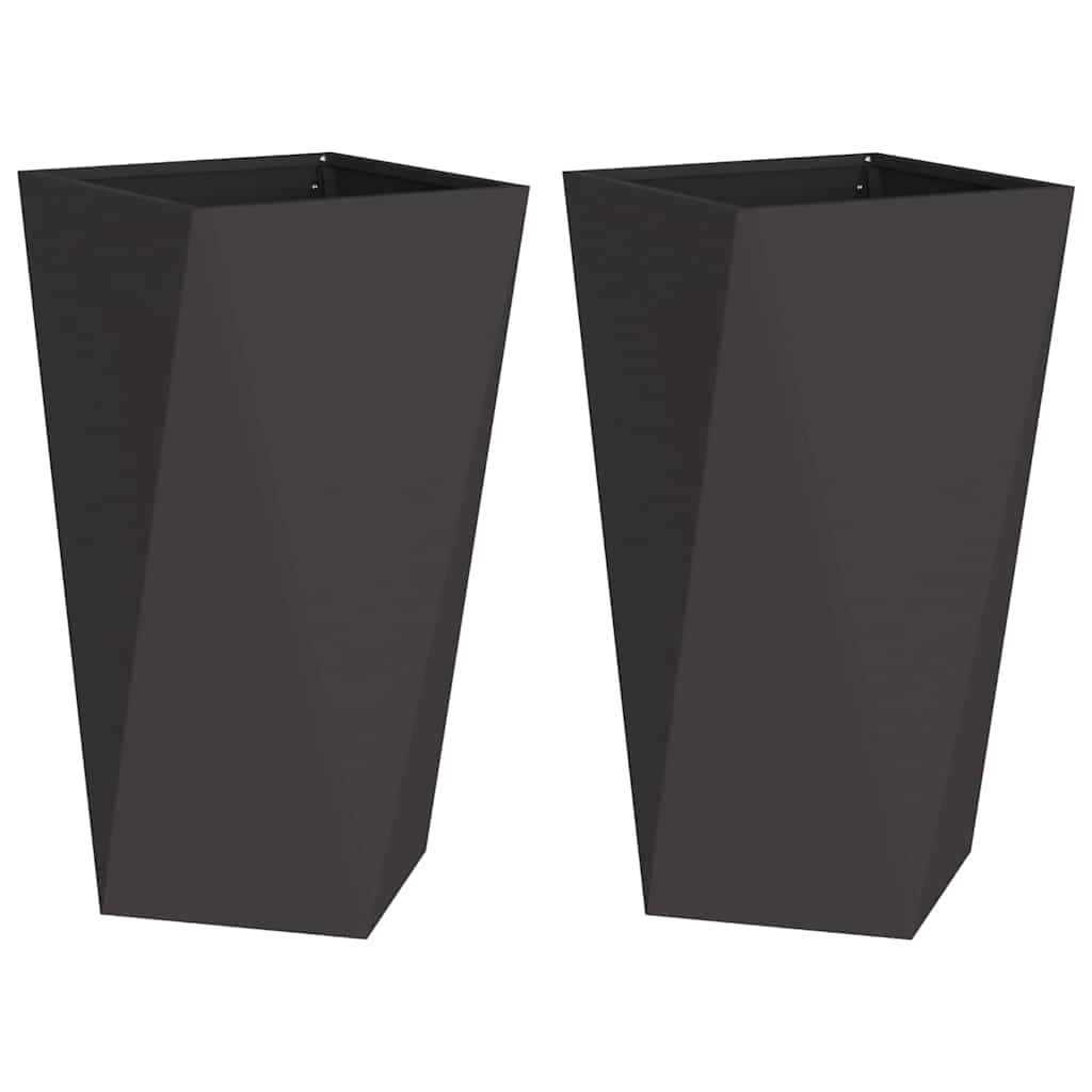 Fioriera 2 pcs Nero 40 x 40 x 75 cm Acciaio 883781