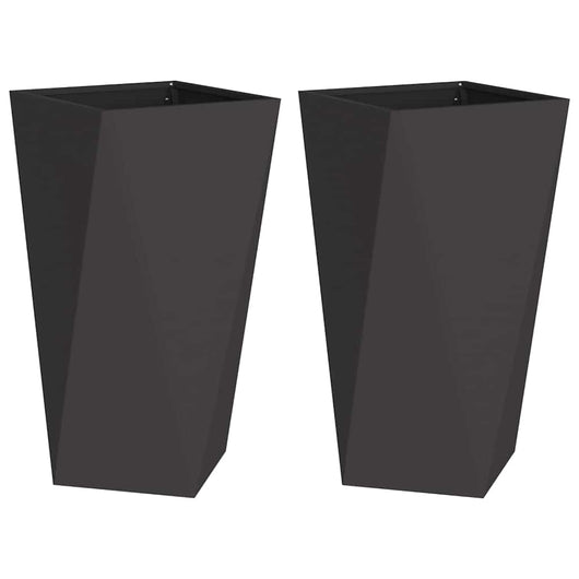 Fioriera 2 pcs Nero 40 x 40 x 75 cm Acciaio 883781