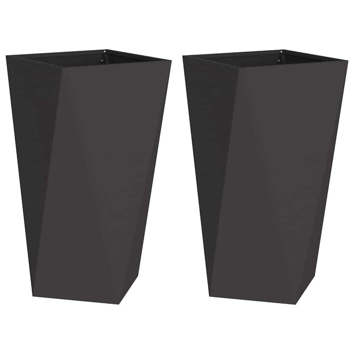 Fioriera 2 pcs Nero 40 x 40 x 75 cm Acciaio 883781