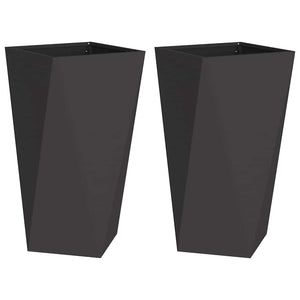 Fioriera 2 pz-Set di 2 Vaso-Contenitore per Piante Nero 40 x 40 x 75 cm Acciaio