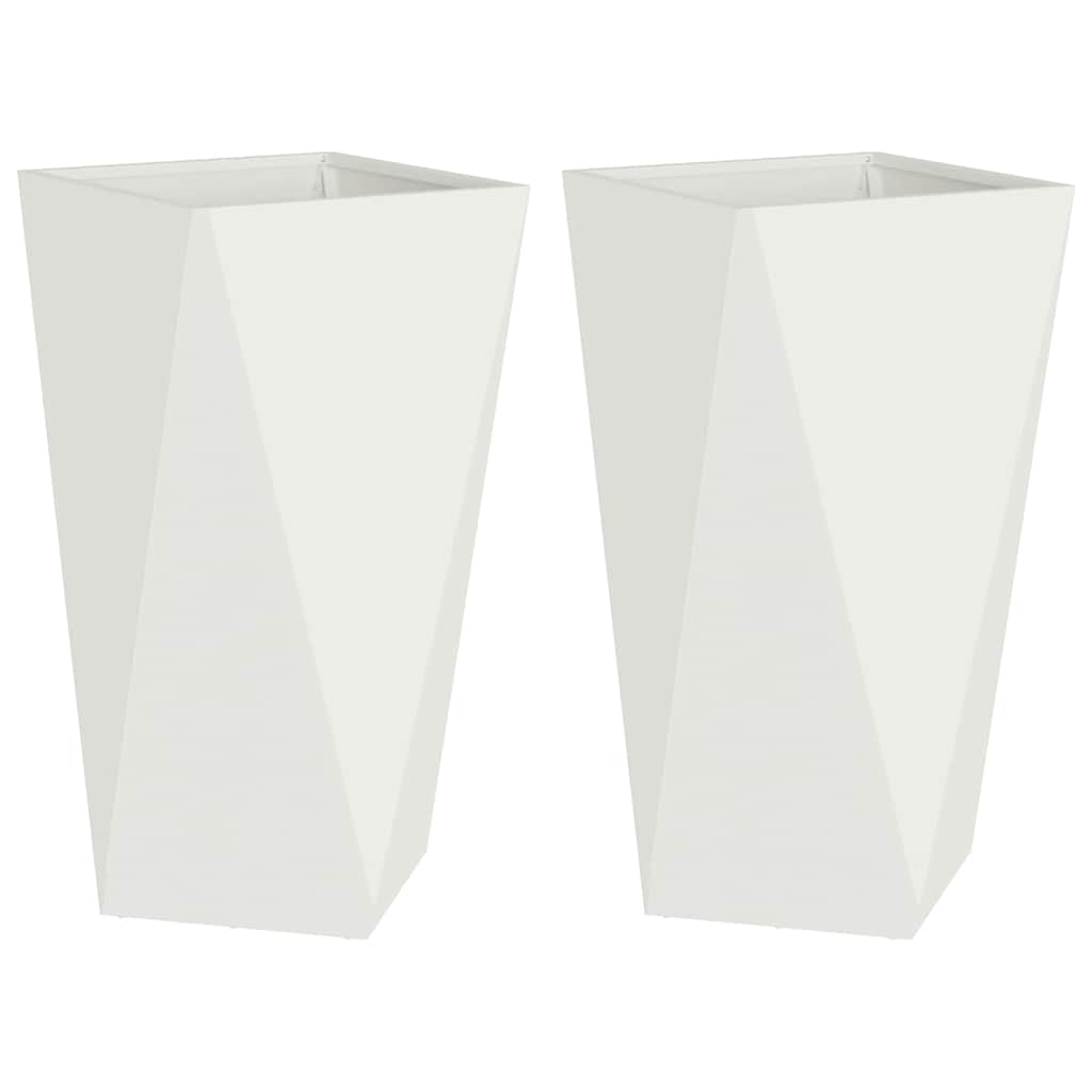 Fioriera 2 pz-Set di 2 Vaso-Contenitore per Piante Bianco 40 x 40 x 75 cm Acciaio