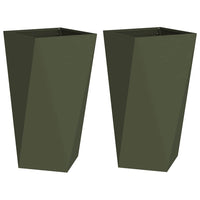 Fioriera 2 pcs Verde oliva 40 x 40 x 75 cm Acciaio 883787